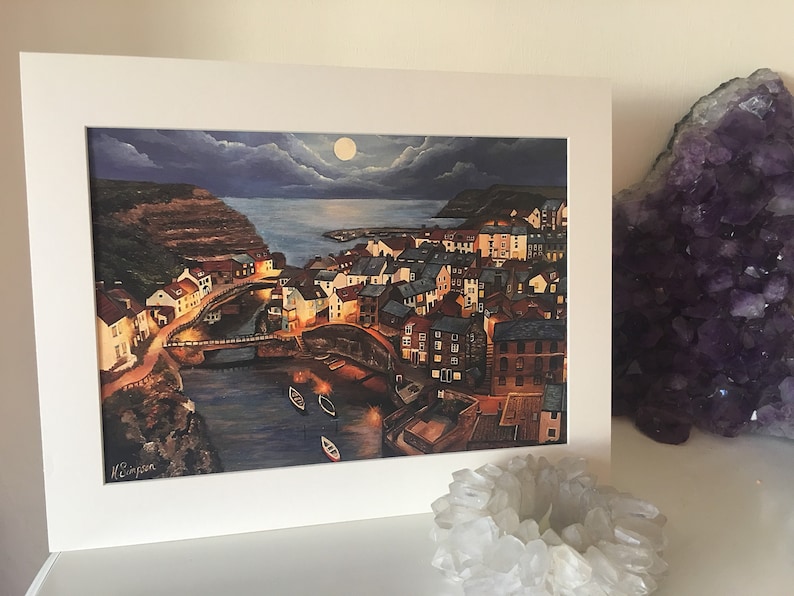 Moonlight in Staithes Hand Finished Fine Art Giclee Print image 2