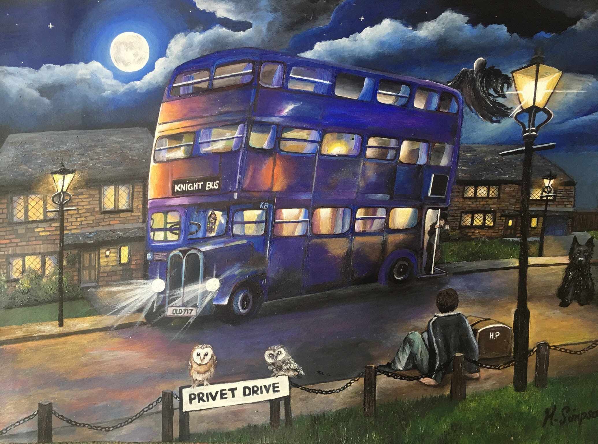 The Knight Bus Harry Potter Hand Finished fine art print Etsy