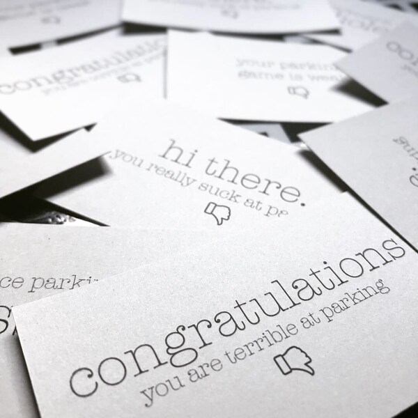 Bad Parking Cards Printable Etsy