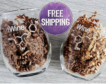 Science Themed Stemless Wine Glasses Gift Set - Unique Wine Gift Box For Wine Lovers - Wine Gift For Couples - Wine Gifts For Women