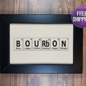 FRAMED Bourbon Periodic Table On Canvas, Bourbon Gifts, Bourbon Sign, Bourbon Gifts For Men,  Bourbon Art, Bourbon Bar Decor, Bourbon Decor