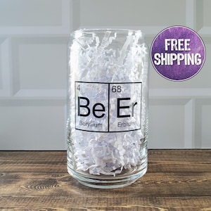 Science-Themed Beer Glass with Periodic Table Beer Element - Chemistry Drinkware - Great Gift for Beer Lovers - Beer Can Glass - Beer Gifts