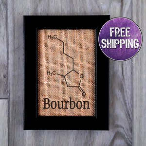FRAMED Bourbon Sign On Burlap, Bourbon Gifts, Bourbon Decor, Bourbon Bar Sign, Bourbon Gifts For Men, Bourbon Wall Decor, Bourbon Gift