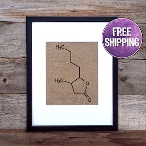 Science Themed Bourbon Molecule Art On Burlap - Bourbon Gifts For Bourbon Enthusiast - Bourbon Print - Bourbon Bar Sign - Bourbon Decor