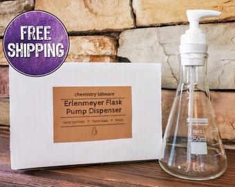 Erlenmeyer Flask Soap Dispenser with Gift Box - Chemistry Gift for Science Teacher - Unique Science Home and Bathroom Decor