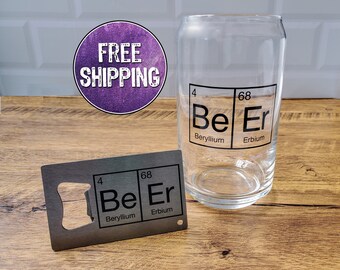 Beer Gift Set Includes Beer Glass, Beer Bottle Opener, A Science Themed Greeting Card, And Gift Box - Beer Lover Gift - Beer Gift Box