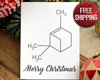 Merry Christmas Molecule Christmas Card, Chemistry Holiday Card, Science Christmas Card, Science Holiday Card Pack, Chemistry Christmas Card