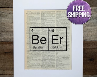 Beer Periodic Table Elements Vintage Dictionary Print, Beer Gifts, Gift For Beer Lover, Chemistry Gift, Craft Beer, Beer Sign, Bar Decor
