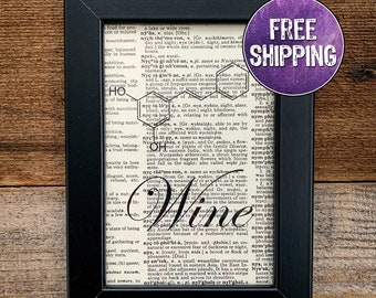Framed Wine Molecule Vintage Dictionary Print, Vintage Wall Art, Wine Poster Wine Gifts For Women, Wine Lover Gift, Wine Gift Chemistry Gift