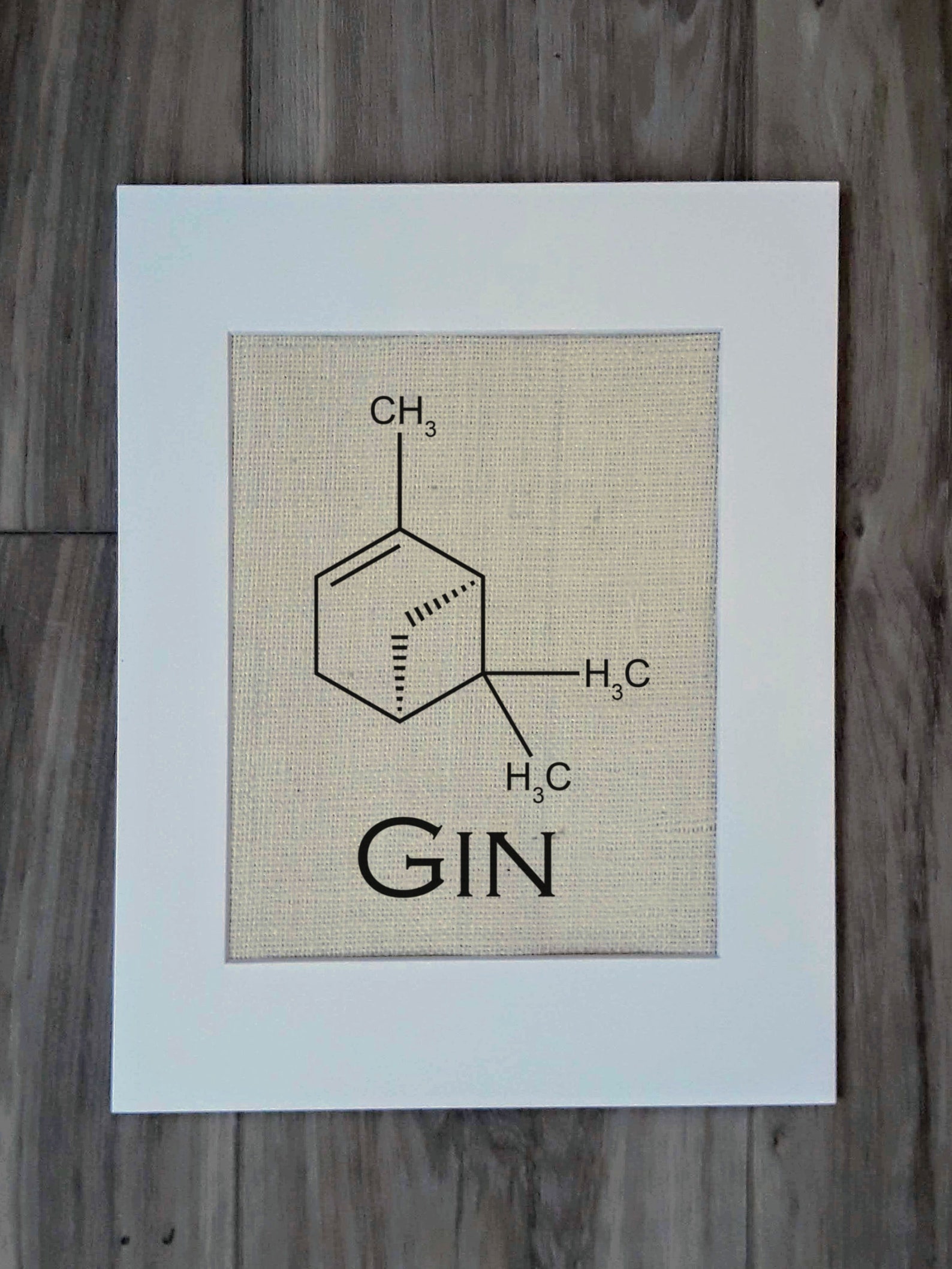 Gin Molecule On Burlap Gin Lover Gift Gin Print Gin Bar | Etsy