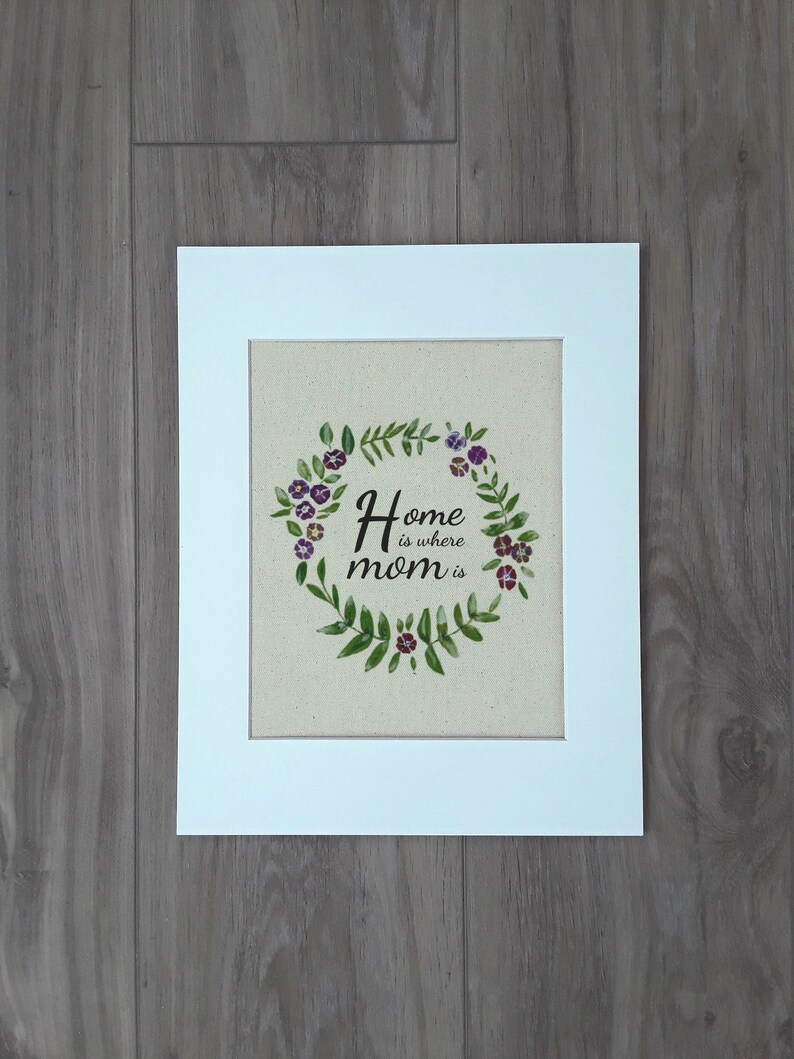 the home is where mom is wall art featured in the optional white 11x14 mat upgrade