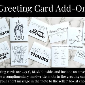 Greeting card Add-on graphic. The cards are 4 x 5.5, blank inside, and include an envelope. A complimentary handwritten note is available, simple write your short message in the note to seller box at checkout.