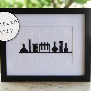 Chemistry Lab Cross Stitch PATTERN ONLY, DIY Science Gift, Unique Gift, Science Gift Idea, Do It Yourself, Make Your Own, Embroidery