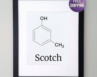 Scotch Molecule Art Print - Whiskey Art