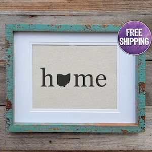 Ohio Home Sign On Canvas -Housewarming Gift For Proud Ohioan - Gift For Ohio Lover - Buckeye State Print