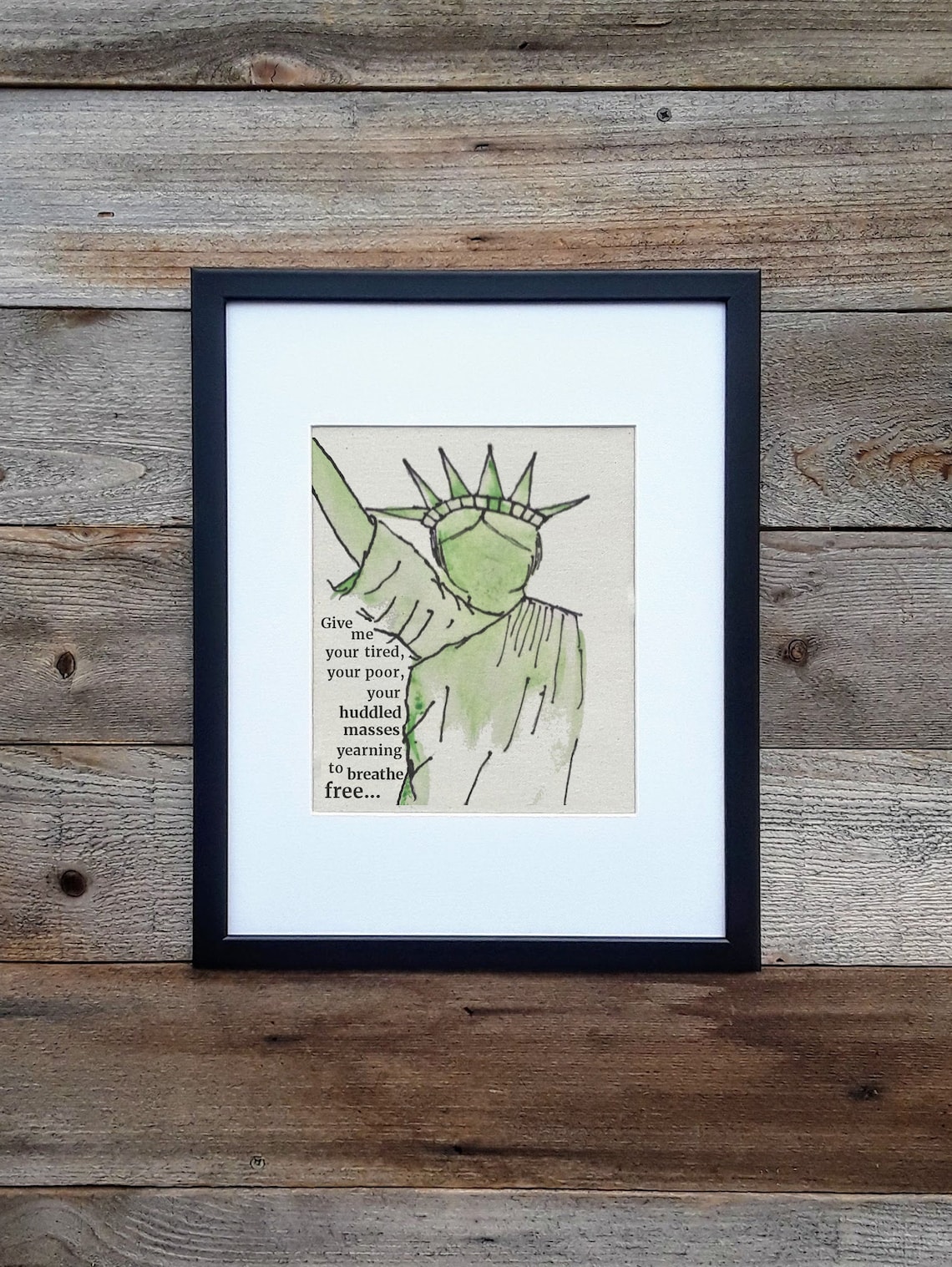 Statue Of Liberty Print On Canvas Give Me Your Poor Quote Etsy