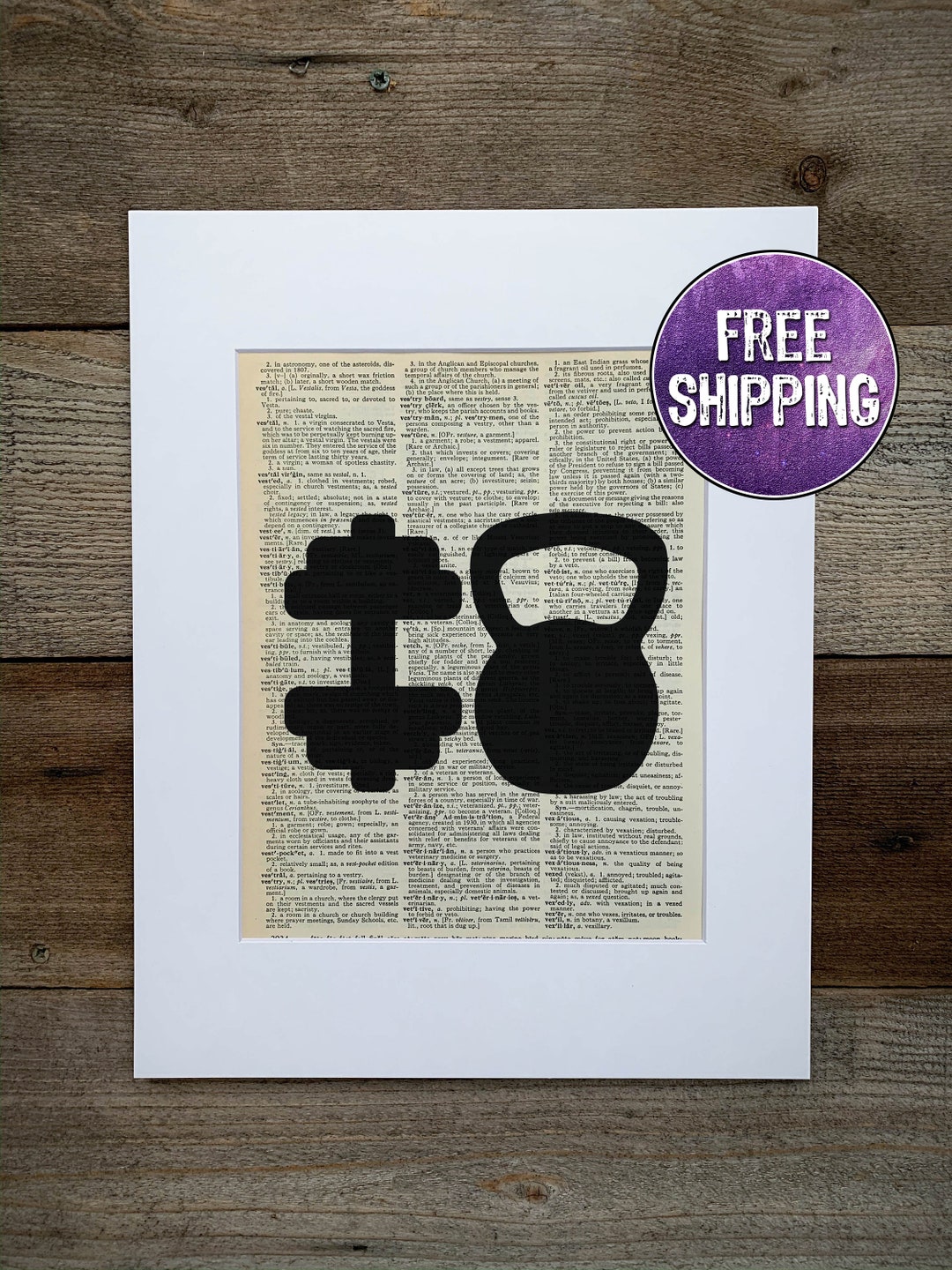 Kettlebell Dumbbell Vintage Dictionary Print Workout Gift Etsy