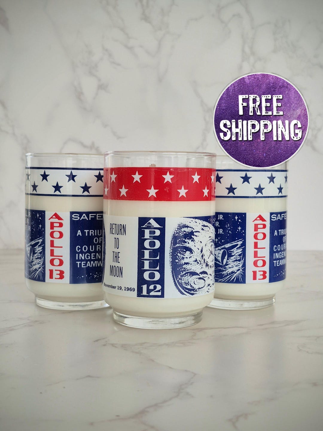 Vintage Libbey Apollo Glassware Soy Candle Gift - Apollo 12 and Apollo ...