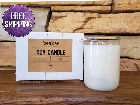 Crackling Wood Wick Beaker Candle Optional Gift Box, Science Gifts, Chemistry Gift, Science Gift For Teacher, Unique Science Gift For Women