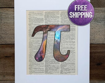 Math Art Vintage Dictionary Print, Teacher Gift, Math Classroom Decor, Math Gift, Pi Art, Pi Day, 3.14, Math Art Teacher Classroom Space Art