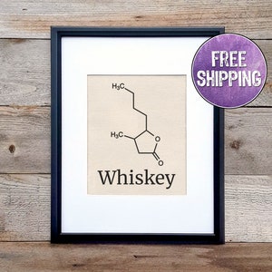 Whiskey Molecule Wall Art On Canvas - Unique Whiskey Lover Gift - Whiskey Gift - Bourbon Whiskey Art - Whiskey Print For Home Bar Decor