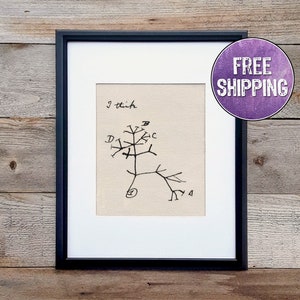 Impresión en lienzo del Árbol de la Vida de Darwin - Impresión del Árbol Evolutivo "Pienso" - Arte único sobre la evolución - Cita de Charles Darwin - Arte científico