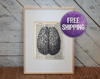 Brain Vintage Dictionary Print, Science Gift, Biology Art Chemistry Gift, Science Decor, Geek Gift, Science Wall Art, Anatomy Human Brain