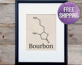 Bourbon Molecule Art On Canvas - Bourbon Bar Sign - Chemistry Science Gift - Unique Bourbon Wall Art - Bourbon Gift For Bourbon Enthusiast