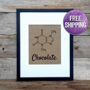 Chocolate Molecule Print On Burlap - Chocolate Lovers Gifts - Gifts For A Baker - Kitchen Decor - Kitchen Science Wall Art