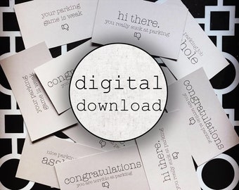 Digitaler Download Parkkarten, Cuss Word Karten, Stocking Stuffers, lustiges Geschenk, schlechte Parkkarte, weißer Elefant, einzigartig, Geschenktausch Idee