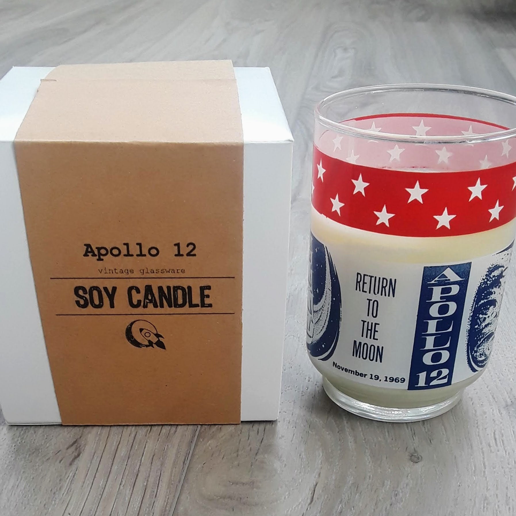 Vintage Libbey Apollo Glassware Soy Candle Gift - Apollo 12 and Apollo ...