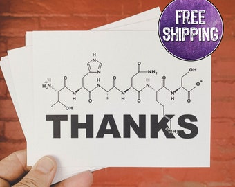 Amino Acid Thank You Cards, Thank You Cards Pack, Science Wedding Thank You Cards, Science Themed Thanks Card, Science Thank You Cards
