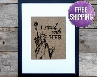 Statue Of Liberty Wall Art On Burlap - Statue Of Liberty Print - Political Statement Art - Patriotic Art - Immigration Art Political Sign