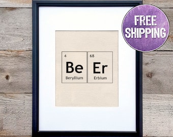 Periodic Table Beer Sign On Canvas - Beer Gifts For Beer Lover - Beer Print For Home Bar Sign - Beer Decor - Bar Cart Decor