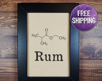 FRAMED Rum Molecule On Canvas, Rum Gifts, Rum and Coke Gifts, Rum Wall Art, Rum Print, Rum Sign, Rum Lover Gift, Rum Gift, Rum Bar Decor