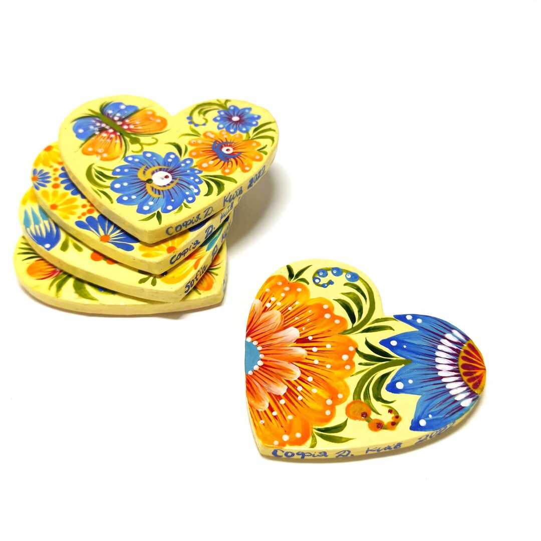 Hand Painted Heart Wood Custom Etsy