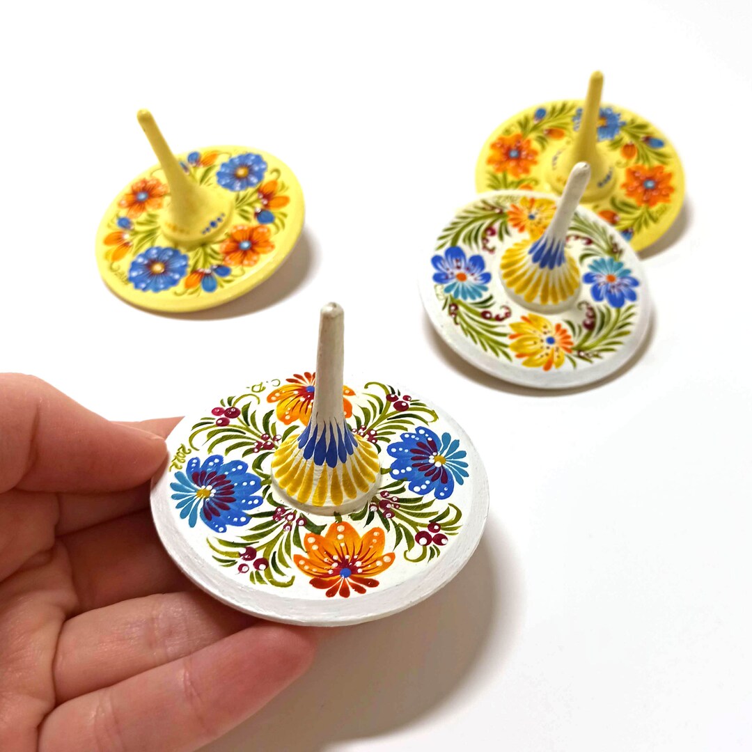 Handmade Wooden Spinning Tops. Unique Fidget Spinner. Hand Painted