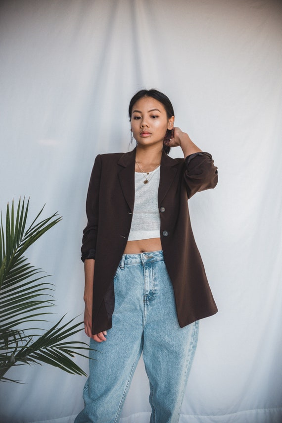 Chocolate Brown Oversized Blazer | Women's Vintage
