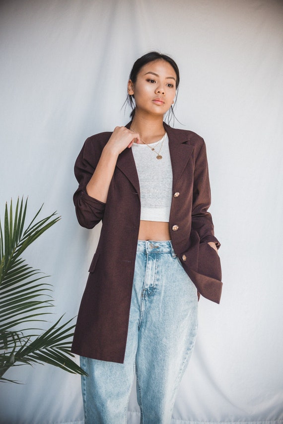 Chocolate Brown Oversized Blazer | Women's Vintage