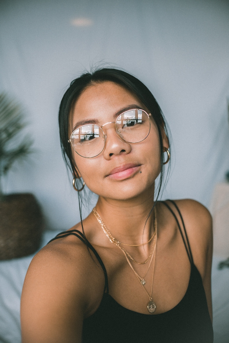 Gold Vintage style OldSchool Clear NonPrescription Glasses Etsy