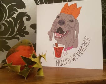 Mulled Weimaraner Christmas Card