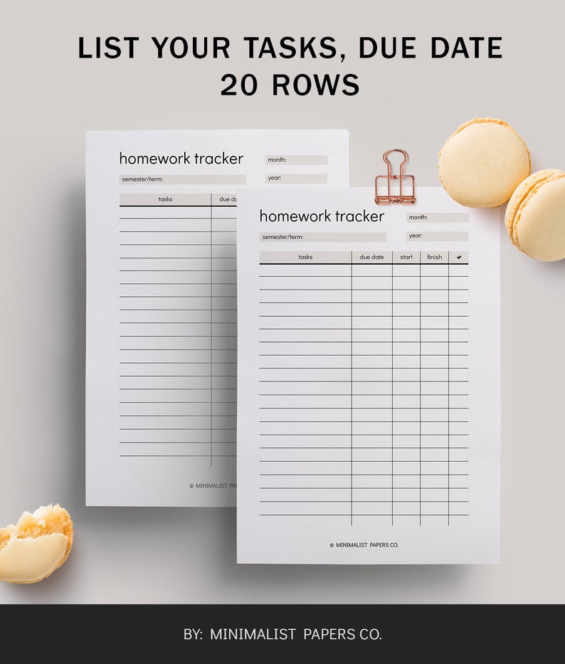 Download Minimalist Student and Homework Planner Schoolwork and | Etsy