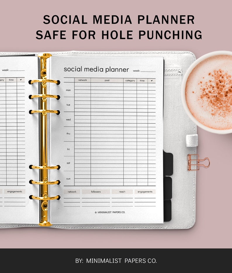 Social Media Kit Business Planner Personal Size Social Media Plan and Content Planner A5 Social Media Planner and Social Media Tracker