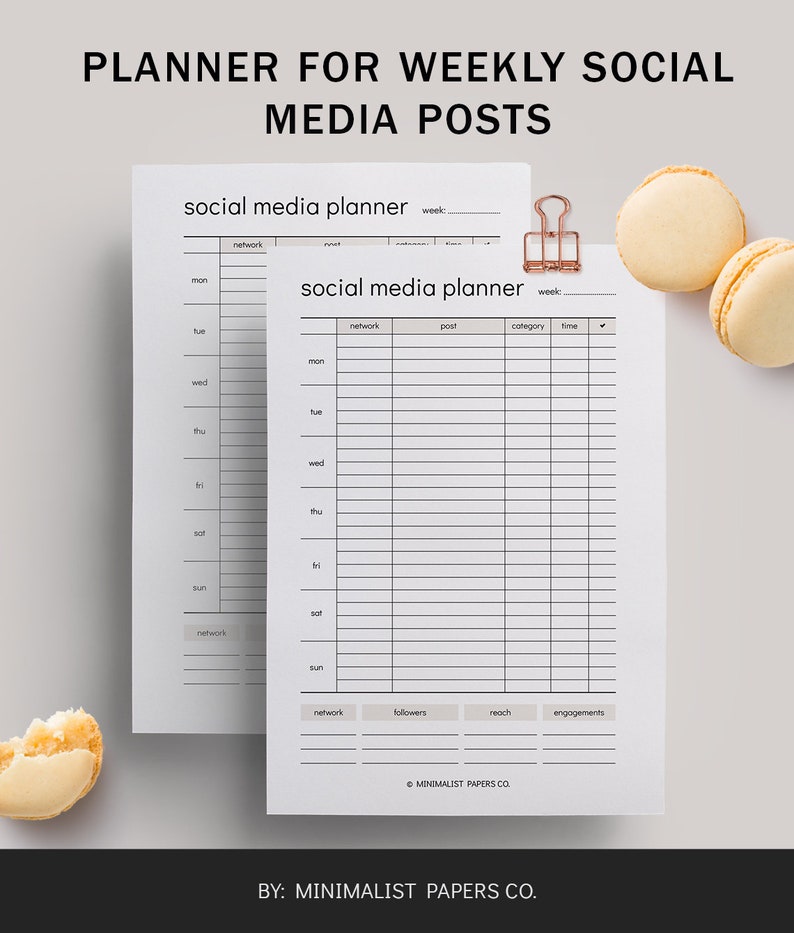 Social Media Kit Business Planner Personal Size Social Media Plan and Content Planner A5 Social Media Planner and Social Media Tracker