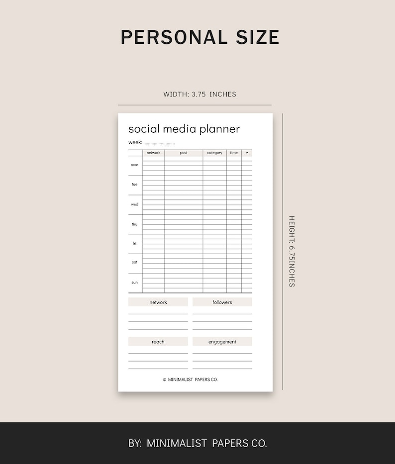 Social Media Kit Business Planner Personal Size Social Media Plan and Content Planner A5 Social Media Planner and Social Media Tracker