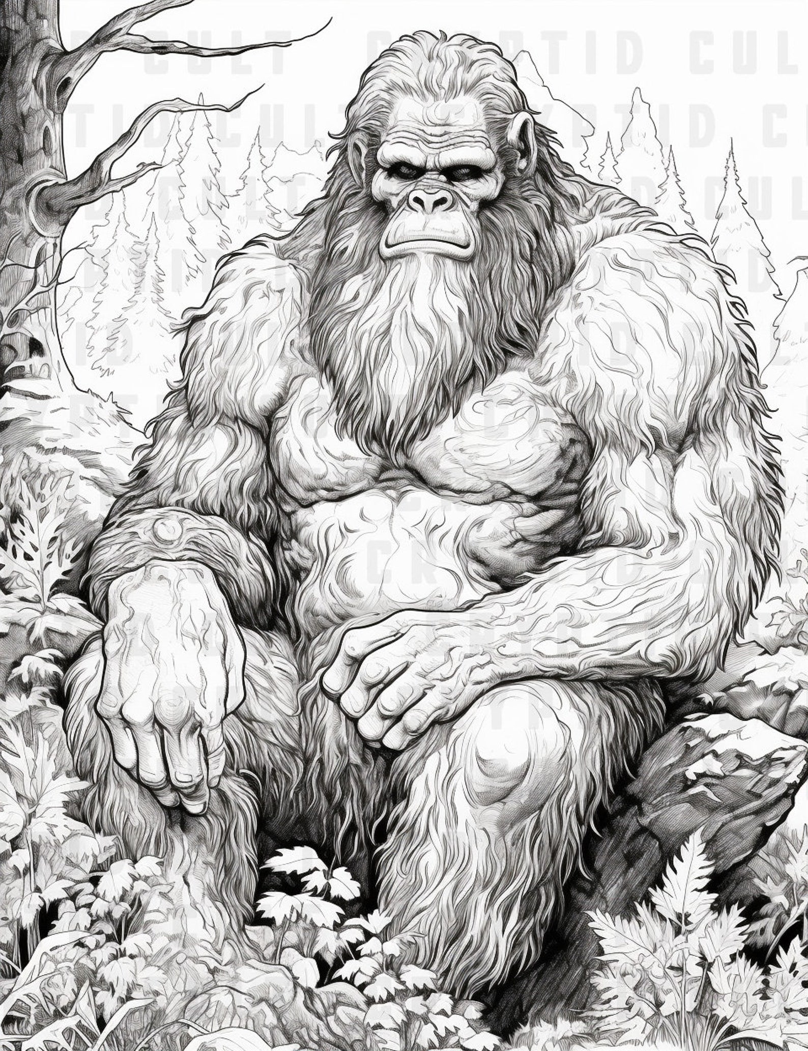 25 Bigfoot Coloring Pages Printable Sasquatch Printable Coloring Page Digital Download Adult ...