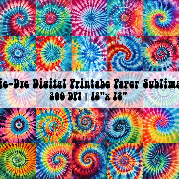 50 Tie Dye Printable Paper Sublimation Bundle - scrapbook supplies digital paper crafts digital background rainbow multicolor DIY invitation