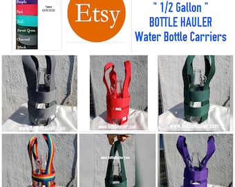 Half Gallon Water Bottle Carrier in many colors.  Great for water, brew or kombucha.  By Bottle Hauler -  Glass bottle NOT included