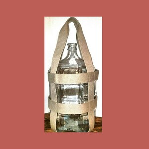 5 Gallon water bottle Carrier in HEMP by Bottle Hauler Bottle Glass bottle NOT included. Carboy carrier image 1