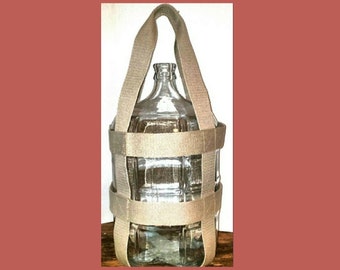 5 Gallon water bottle Carrier in HEMP  by Bottle Hauler Bottle Glass bottle NOT included.  Carboy carrier